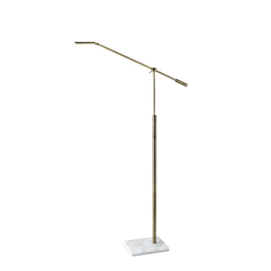 Picture of Adesso Vera LED Floor Lamp, 61inH, Antique Brass Shade/White Marble Base