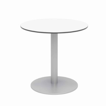 Picture of KFI Studios Eveleen Round Outdoor Patio Table, 29inH x 30inW x 30inD, Designer White/Silver