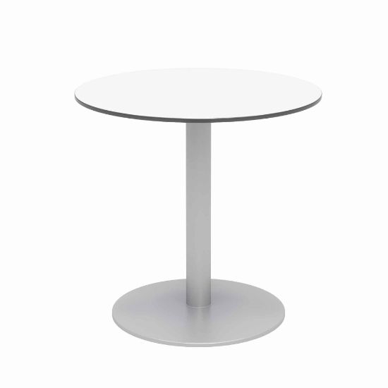 Picture of KFI Studios Eveleen Round Outdoor Patio Table, 29inH x 30inW x 30inD, Designer White/Silver