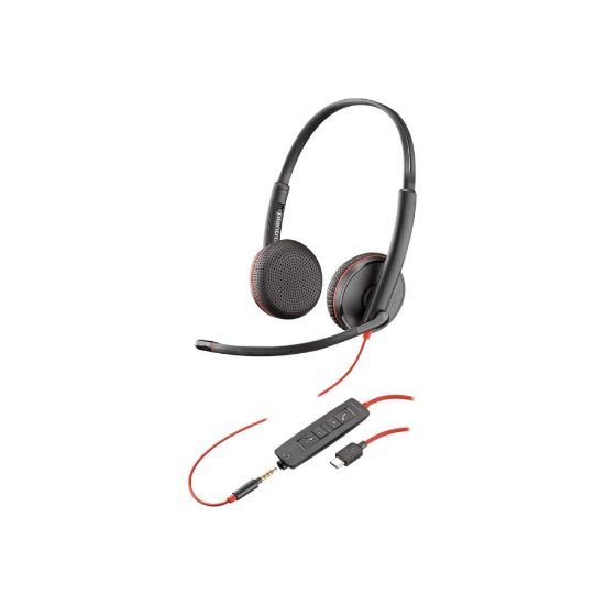 Picture of Poly Blackwire C3225 USB-C - 3200 Series - headset - on-ear - wired - 3.5 mm jack, USB-C - noise isolating