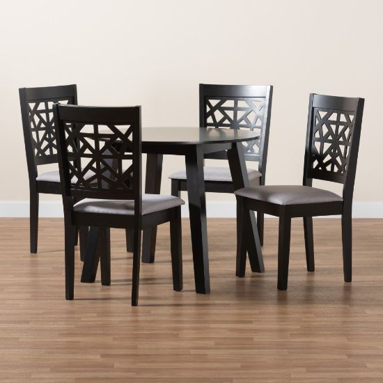 Picture of Baxton Studio Aiden Modern 5-Piece Dining Set, Gray/Dark Brown