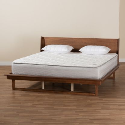 Picture of Baxton Studio Macayle Mid-Century Modern Queen Size Platform Bed, 66-7/16inL x 66-7/16inW x 86-1/2inD, Ash Walnut