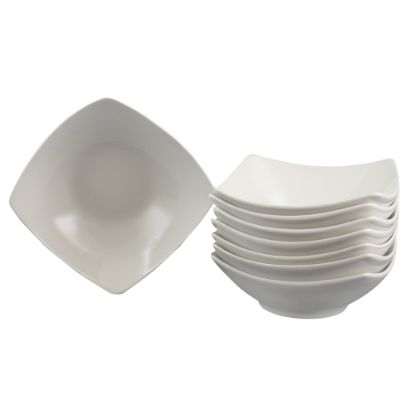 Picture of Gibson Zen Buffetware Square Ceramic Bowls, White, Set Of 8 Bowls