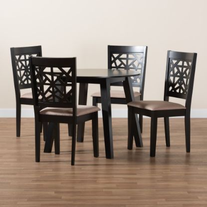 Picture of Baxton Studio Aiden Modern 5-Piece Dining Set, Beige/Dark Brown