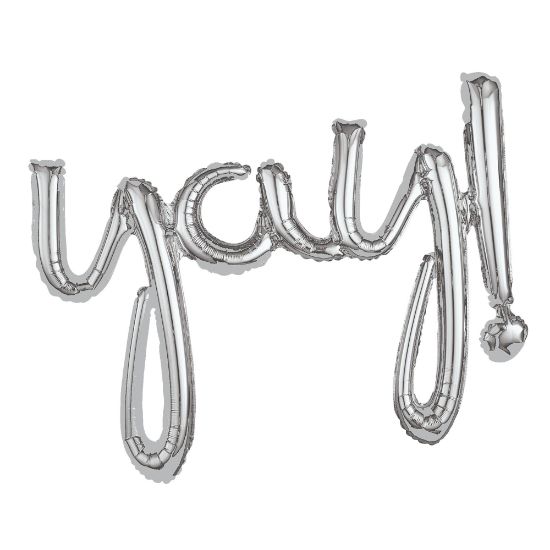 Picture of Amscan "Yay" Cursive Balloon Banner, 25in x 35in, Silver