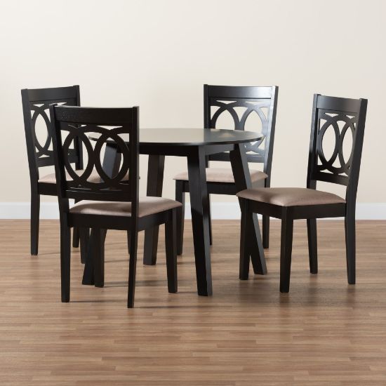 Picture of Baxton Studio Louisa Modern 5-Piece Dining Set, Beige/Dark Brown