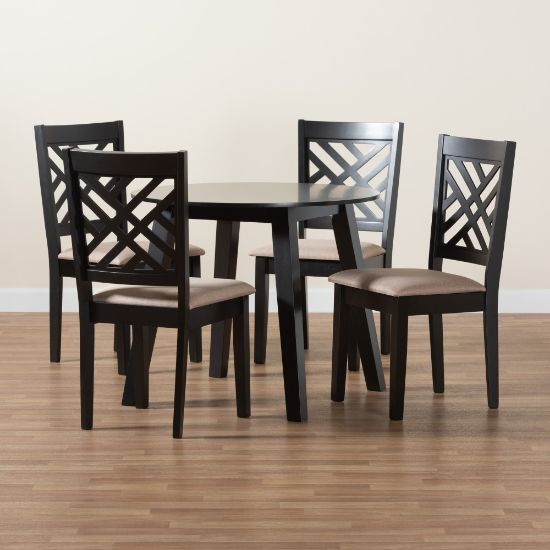 Picture of Baxton Studio Ellie Modern 5-Piece Dining Set, Beige/Dark Brown