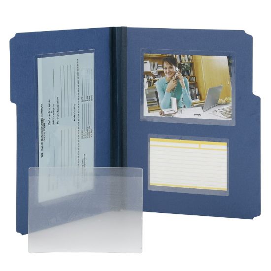 Picture of Smead Self-Adhesive Poly Document Pockets, 6 1/4in x 4 9/16in, Clear, Box Of 100