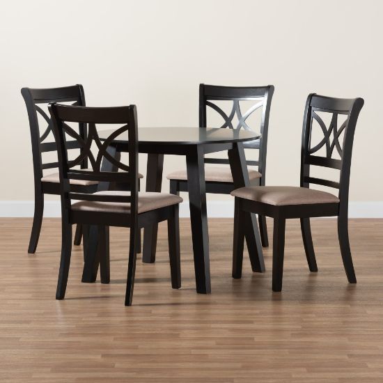 Picture of Baxton Studio Brooke Modern 5-Piece Dining Set, Beige/Dark Brown