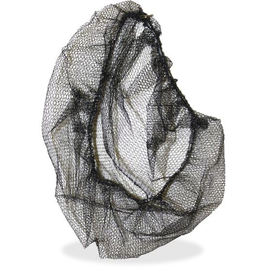 Picture of Genuine Joe Black Nylon Hair Net - Recommended for: Food Handling, Food Processing - Large Size - 21in Stretched Diameter - Contaminant Protection - Nylon - Black - Comfortable, Lightweight, Durable, Tear Resistant - 100 / Pack