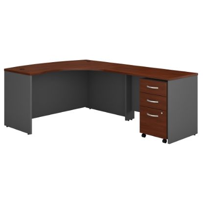 Picture of Bush Business Furniture 59inW Right-Handed L-Shaped Corner Desk With Mobile File Cabinet, Hansen Cherry/Graphite Gray, Standard Delivery