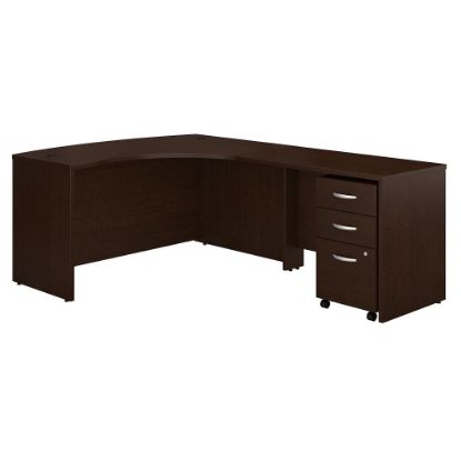 Picture of Bush Business Furniture 59inW Right-Handed L-Shaped Corner Desk With Mobile File Cabinet, Mocha Cherry, Standard Delivery