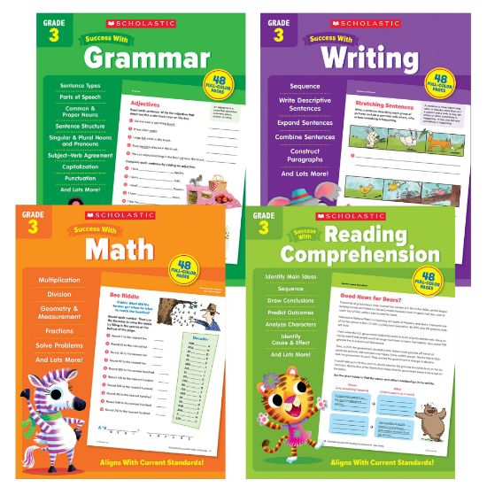 Picture of Scholastic Teacher Resources Grade Success Workbooks, 3rd Grade, Set Of 4 Books