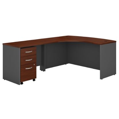 Picture of Bush Business Furniture 59inW Left-Handed L-Shaped Corner Desk With Mobile File Cabinet, Hansen Cherry/Graphite Gray, Standard Delivery