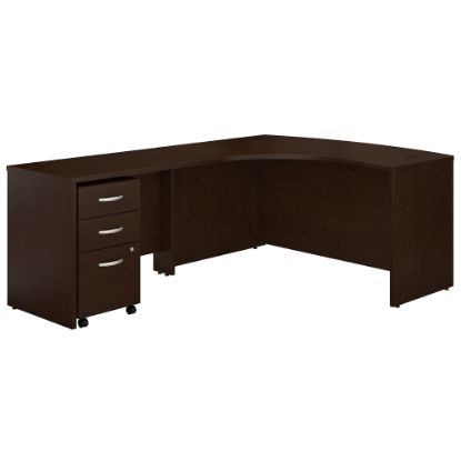 Picture of Bush Business Furniture 59inW Left-Handed L-Shaped Corner Desk With Mobile File Cabinet, Mocha Cherry, Standard Delivery