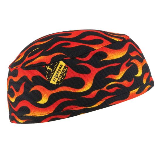 Picture of Ergodyne Chill-Its 6630 Terry Cloth Skull Caps, Flames, Pack Of 6 Caps