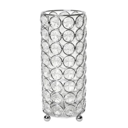 Picture of Elegant Designs Ellipse Crystal Decorative Vase, 7-3/4inH x 3-1/4inW x 3-1/4inD, Chrome