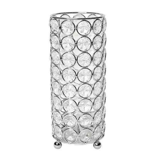 Picture of Elegant Designs Ellipse Crystal Decorative Vase, 7-3/4inH x 3-1/4inW x 3-1/4inD, Chrome