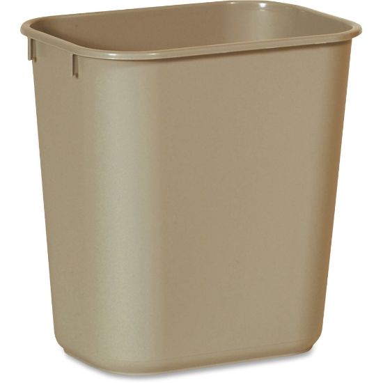 Picture of Rubbermaid Commercial 13 QT Standard Deskside Wastebaskets - 3.25 gal Capacity - Rectangular - Dent Resistant, Rust Resistant, Easy to Clean, Durable - 12.1in Height x 8.3in Width x 11.4in Depth - Plastic - Beige - 12 / Carton