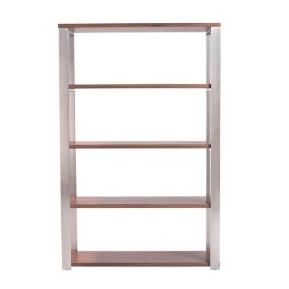 Picture of Eurostyle Dillon 61inH 5-Shelf Bookcase, Brushed Steel/Walnut