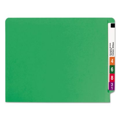 Picture of Smead Color End-Tab Folders, Straight Cut, Letter Size, Green, Box Of 100