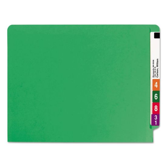 Picture of Smead Color End-Tab Folders, Straight Cut, Letter Size, Green, Box Of 100