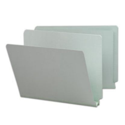 Picture of Smead Extra-Strength Pressboard End-Tab Folders, Straight Cut, Legal Size, 100% Recycled, Gray/Green, Pack Of 25