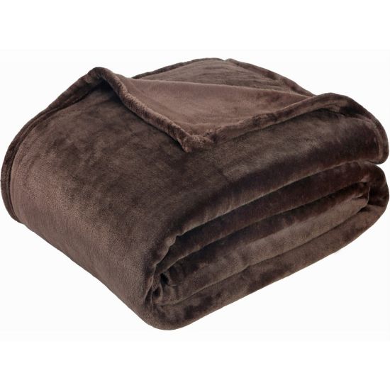 Picture of Sedona House Premium Microfiber Velvet Plush Flannel Throw Blanket, 90in x 90in Full/Queen, Coffee