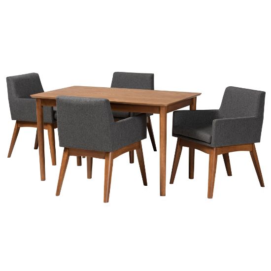 Picture of Baxton Studio Dorina 5-Piece Dining Set, Dark Gray/Walnut