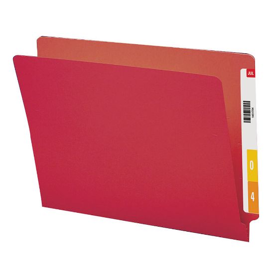 Picture of Smead Color End-Tab Folders, Straight Cut, Letter Size, Red, Box Of 100