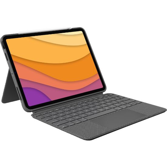 Picture of Logitech Combo Touch Keyboard/Cover Case Apple iPad Air (4th Generation), iPad Air (5th Generation) Tablet - Oxford Gray - Scrape Resistant, Bump Resistant, Slip Resistant - Woven Fabric Body - 9.9in Height x 7.5in Width x 0.7in Depth