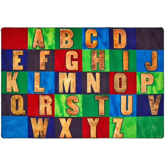 Picture of Carpets for Kids Pixel Perfect Collection Rustic Wood Literacy Seating Rug, 6ft x 9ft, Multicolor