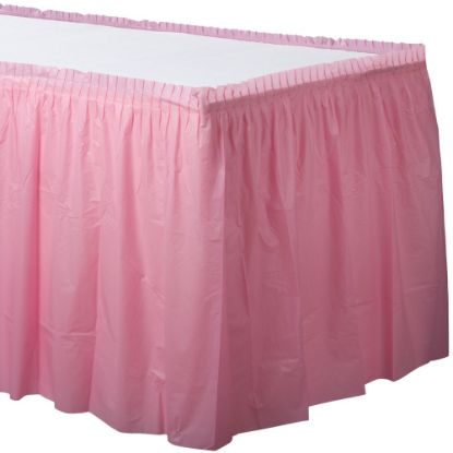 Picture of Amscan Plastic Table Skirts, New Pink, 21' x 29in, Pack Of 2 Skirts