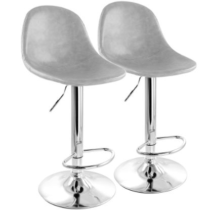 Picture of Elama Adjustable Plastic Bar Stools, Gray/Chrome, Set Of 2 Stools