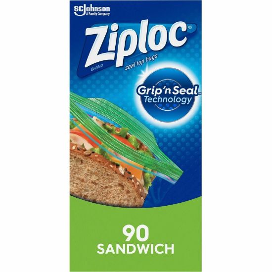 Picture of Ziploc Sandwich Bags - 5.88in Width x 6.50in Length - Clear - Plastic - 12/Carton - 90 Per Box - Sandwich, Storage