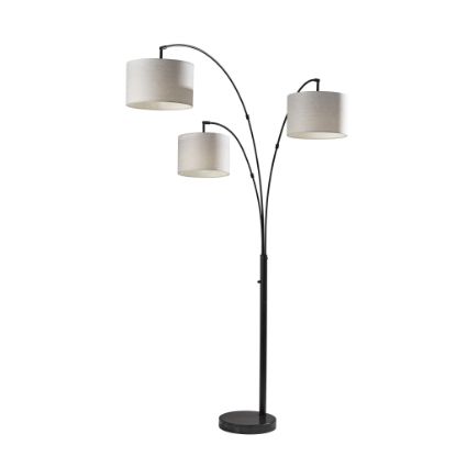 Picture of Adesso Bowery 3-Arm Arc Floor Lamp, 73-1/2inH, Taupe Shade/Matte Black Base