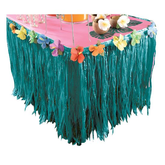 Picture of Amscan Summer Aloha Table Skirt, 9ft, Green