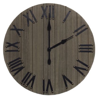 Picture of Elegant Designs Handsome Rustic Farmhouse Wood Wall Clock, 21in, Rustic Gray