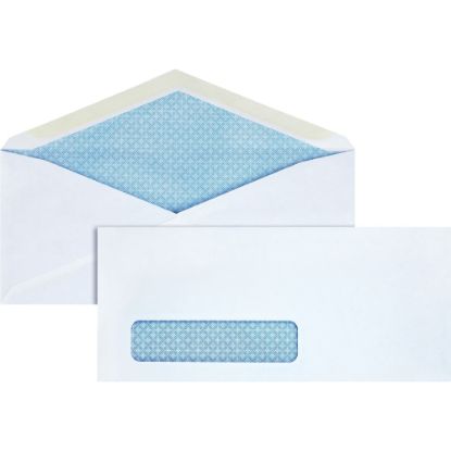 Picture of Business Source No. 10 Tinted Diagonal Seam Window Envelopes - Security - #10 - 9 1/2in Width x 4 1/8in Length - 24 lb - Gummed - Wove - 500 / Box - White