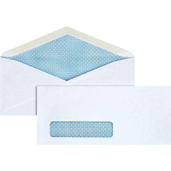 Picture of Business Source No. 10 Tinted Diagonal Seam Window Envelopes - Security - #10 - 9 1/2in Width x 4 1/8in Length - 24 lb - Gummed - Wove - 500 / Box - White