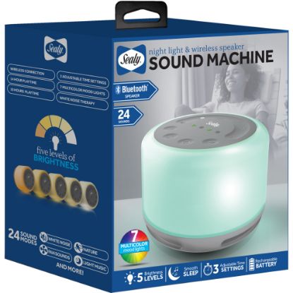 Picture of Sealy SL-HW-SN-101-GY Wireless Bluetooth Sleep Speaker With Adjustable Mood Lighting, Gray