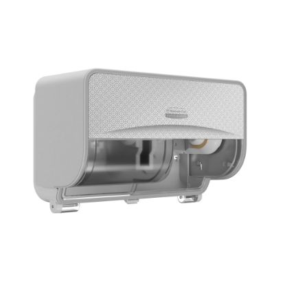 Picture of Kimberly-Clark Professional ICON Coreless Standard 2-Roll Toilet Paper Dispenser With Faceplate, Horizontal, Silver Mosaic