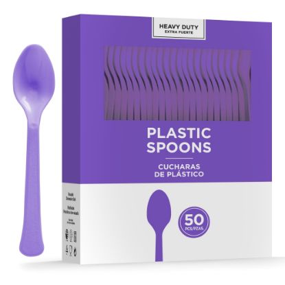 Picture of Amscan 8018 Solid Heavyweight Plastic Spoons, Purple, 50 Spoons Per Pack, Case Of 3 Packs