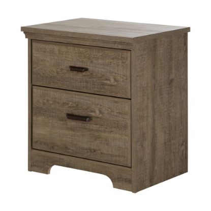 Picture of South Shore Versa 2-Drawer Nightstand, 25-1/4inH x 23inW x 17-3/4inD, Weathered Oak