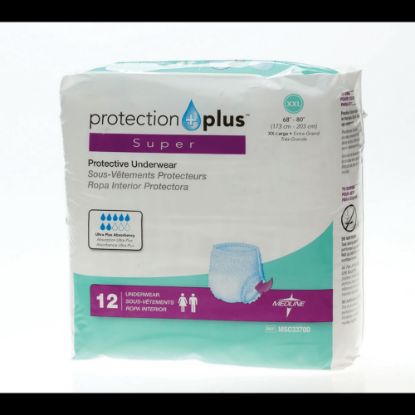 Picture of Protection Plus Super Protective Disposable Underwear, XX-Large, 68 - 80in, White, 12 Per Bag, Case Of 4 Bags