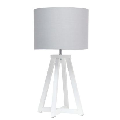 Picture of Simple Designs Interlocked Triangular Table Lamp, 19-1/8inH, Gray Shade/White Base