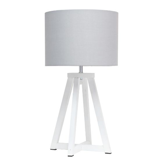 Picture of Simple Designs Interlocked Triangular Table Lamp, 19-1/8inH, Gray Shade/White Base