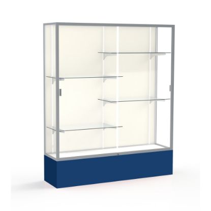 Picture of Waddell Spirit 4-Shelf Floor Display Case, 72inH x 60inW x 16inD, Navy Base/Satin Finish