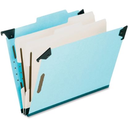 Picture of Pendaflex Hanging Classification Folders, 2 Dividers, 6 Partitions, Legal Size, Blue