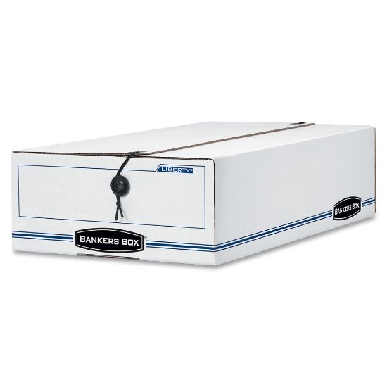 Picture of Bankers Box Liberty Corrugated Storage Boxes, 4 1/4in x 9 1/4in x 15in, White/Blue, Case Of 12